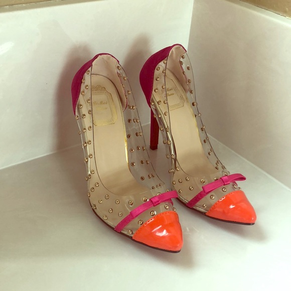 Shoes - Studded, Multi-Colored Heels